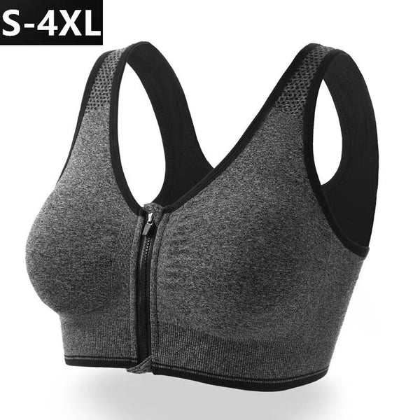 Women's Zipper Front Closure Sports Bra Racerback Yoga Bras