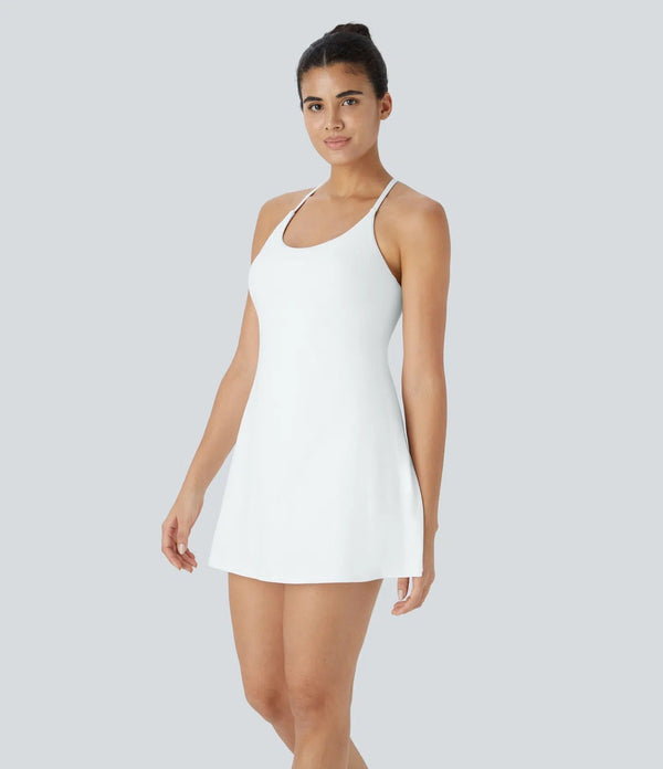 Women Workout Tennis Dress With Built In Bra Shorts 😍