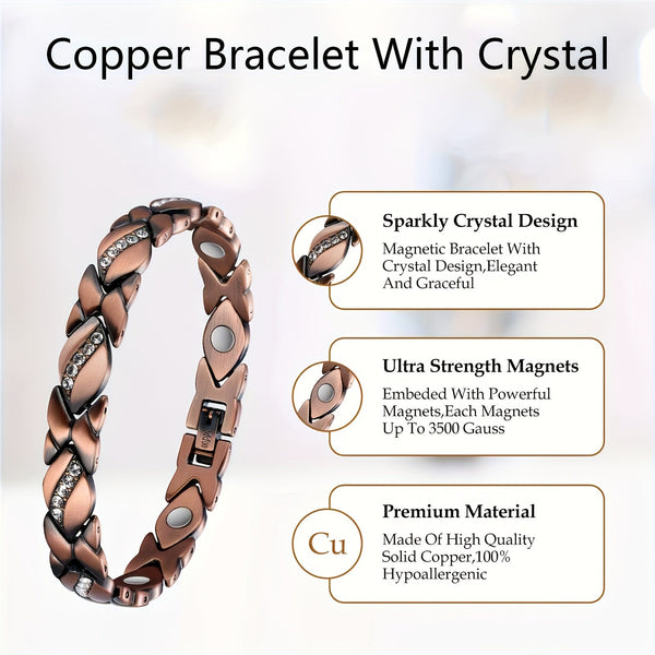 Womens 3500 Gauss Copper Magnetic Therapy Bracelet