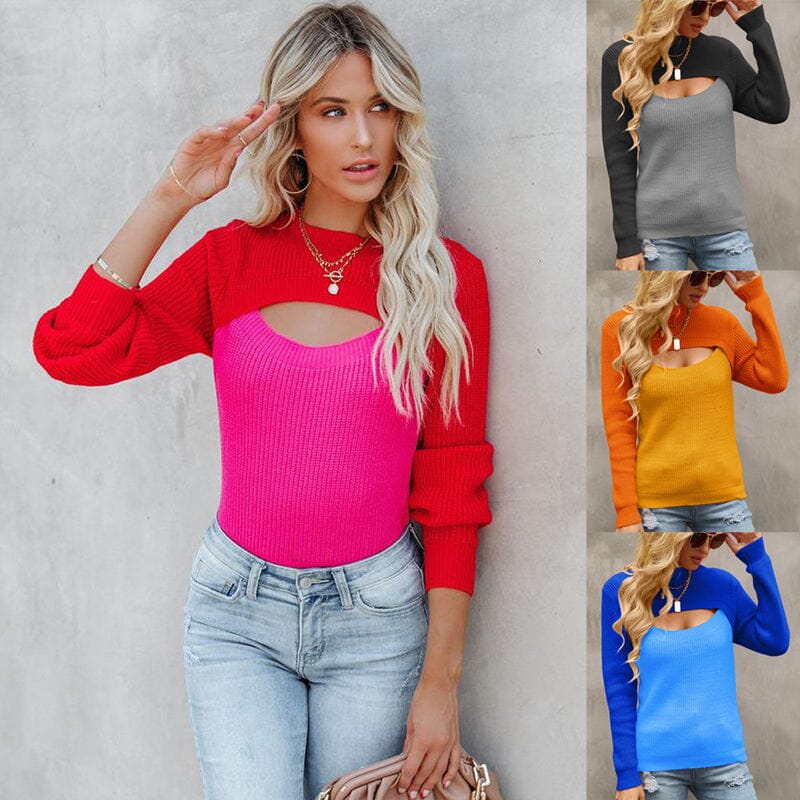 MakeMeChic Women's Cable Knit Cropped Sweater - Slim Fit Long Sleeve Mock Neck Pullover