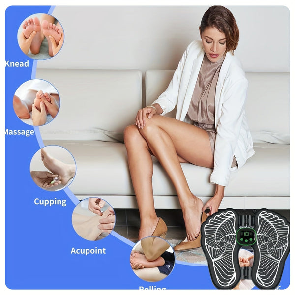 6-Mode Rechargeable Foot Massager Mat with 19 Levels - Relieves Plantar Pain, Improves Circulation, and Relaxation